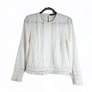 Zara Woman White Lace Blouse Size Small
